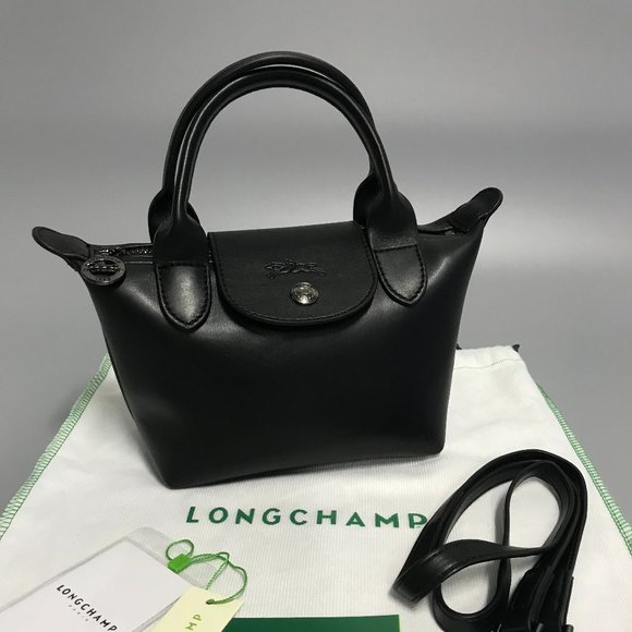 Longchamp Women's White Mini Le Pliage Leather Top Handle Bag Purse Crossbody  i - Picture 4 of 11